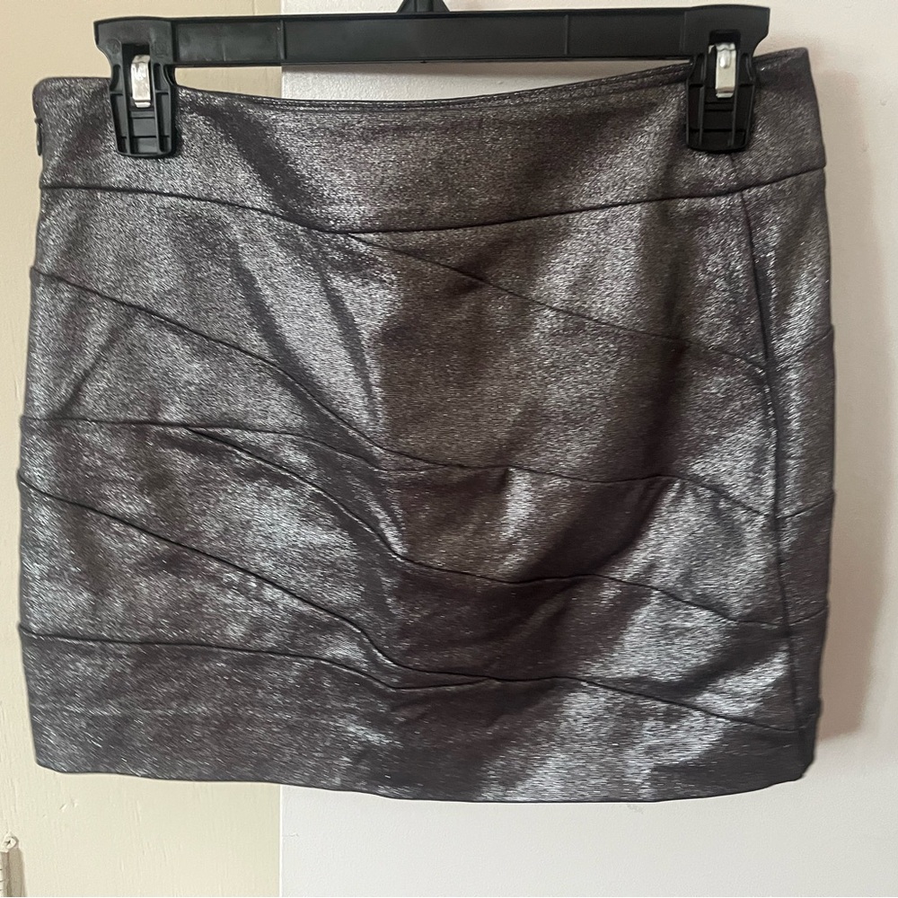 Express Metallic Gray Mini Skirt